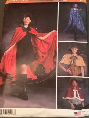 Sz S-L Simplicity S9008A Costume Cape - Steampunk Princess Cloak Witch Vampire